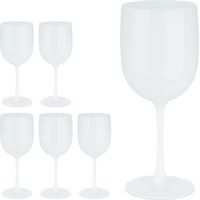 Relaxdays Weingläser Kunststoff, 6er Set, bruchsicher, BPA-frei, 400 ml, Mehrweg Rotweingläser, Camping Weinkelche, weiß