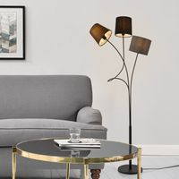Lampada da Terra Treviso a 3 Paralumi Conici con Telaio in Metallo - Nero/Marrone/Grigio lux.pro
