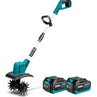 Motobineuse électrique sans fil brushless ,4 Lames Acier,Largeur de travail 20 cm,Profondeur de travail 15 cm,Avec deux batteries 4.0Ah et chargeur
