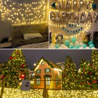 SWANEW 20M 200 Luci a stringa Catena luminosa a LED Bianco caldo con telecomando 8 modalità di illuminazione per feste giardini interni esterni decorazioni natalizie