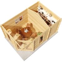 Alpholz 5-Eck Gartenhaus Liwa Compact mit Anbau Gartenhaus aus Holz in Pinie, Holzhaus mit 40 mm Wandstärke, Blockbohlenhaus mit Montagematerial