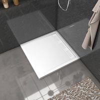 receveur en acrylique blanc 90x90x4 cm + grilles linéaires chrome et blanche mate