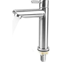Lntyq Robinet d'eau froide pour invités, robinet d'eau froide uniquement, robinet d'eau froide en acier inoxydable, robinet d'eau froide, robinet de lavabo, pour toilettes d'invités, salle de bain