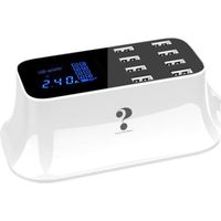 USB Oplaadstation - 8 Poorten - Digitale Spanningsweergave - 40 W - 100-240 V AC - Voor Meerdere Apparaten - 13,8 x 7,5 x 5,2 cm - Wit