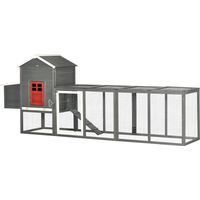 Gallinero extérieur en bois 300x66x116 cm avec nid, corral, bandeja extraíble, techo asfáltico, rampa gris