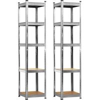 2er-Pack modulare Regalsysteme mit je 5 verstellbaren Einlegeböden, 180 x 40 x 40 cm, 175 kg, Thinia Home