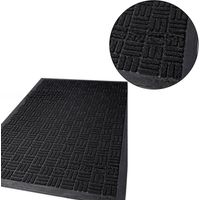 Paillasson rayé domestique en fibre de polypropylène, tapis-Noir