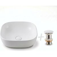 Swiss Aqua Technologies Set Lavabo Infinitio da appoggio 45,5x32,5 cm + Piletta, Bianco opaco (SATINF4532M-SETBP)
