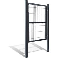 Vingo – Portillon grillagé en acier galvanisé 100 x 87 cm – Serrure à cylindre – Charnières réglables – Couleur anthracite RAL 6005
