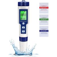 Testeur de qualité d'eau 5 en 1 pour piscines, pH-mètre électronique, convient à l'eau potable, aux aquariums et aux spas