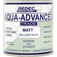 Bedec Aqua Advanced Paint Matt - Brilliant White - 1 Litre