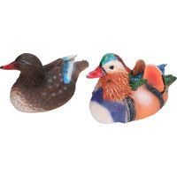 Statue de canard mandarin flottant en résine, 2 pièces, décor Animal mignon, Sculpture, ornement pour jardin extérieur, étang, couleur claire