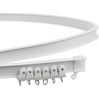 Varilla de cortina de plástico y metal flexible para ventana, de 200 cm, de aleación, plegable, para montaje en techo, color blanco