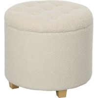 Banquette avec rangement, banquette rembourrée avec couvercle, banquette de lit aspect cachemire, pour entrée, chambre et salon, structure en bois, Ø45 x 41 cm, blanc crème