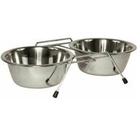 Kerbl Doppelnapfständer Silber 2x900ml für Hunde