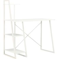 Bureau avec étagère, blanc, 102×50×117 cm