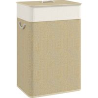Cesto de Ropa Sucia con Tapa 72L Bolsa Interior Extraíble y Asas para Lavandería Dormitorio 40x30x60 cm Natural
