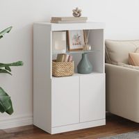 Vidaxl – Buffet moderne avec éclairage LED – Bois d'ingénierie blanc – Dimensions 60,5x37x100 cm – Grand espace de rangement – Lumières LED RVB personnalisables