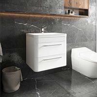Hudson Reed Solar Matt Pure White 600mm Wall Hung 2 Drawer Vanity Unit and Ceramic Basin - SOL102A