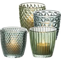 Boltze Windlicht Set Marilu 4-teilig grün Deko-Gläser Kerzen Teelichter 8 cm