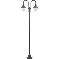 Vidaxl – Lampadaire de jardin E27 220 cm en aluminium – 2 lanternes bronze – Éclairage extérieur durable – Abat-jour en PVC résistant