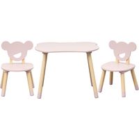 Tisch und 2 Stühle für Kinder Rebecca Mobili Sika 44x60x56 MDF Kiefern Rosa Braun SET 3 Stück