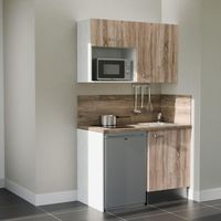 Kochnischen K07L-PT - 120 cm - Laminatplan, spüle Edelstahl, - Holzfront - Laminatplatte aus Holz - Kredenzen ja + Haushaltsgeräte Edelstahl