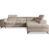 Canapé d'angle droit convertible Gaspard velours Beige
