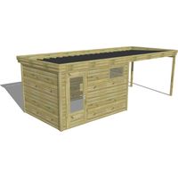 ABRI DE JARDIN bois Pin autoclave 27mm - 6,94x2,64m / 18,3m2 - Bac acier - Abri Français