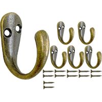 Vintage-Wandhaken zum Einschrauben aus robustem Metall mit 6 Haken zum Aufhängen von Kleidung, Jacken, Bademänteln, Handtüchern, Hüten, Schlüsseln und Tassen, bronzefarben.