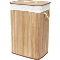 Compactor - Panier en Bambou avec sac à Linge sale détachable en tissu, bac Rangement Déco, ambiance Spa, panière idéale pour décoration et organisation de la salle de bain, chambre, buanderie