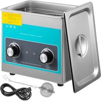 VEVOR Nettoyeur a Ultrasons Bac Inox 3 L Nettoyeur Ultrasonique Professionnel 40 kHz Temps Temperature Reglable Machine a Ultrason Commande Bouton 2 Paniers Nettoyage Profonde Prothese Bijoux Lunettes
