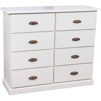 Meuble à tiroirs rustique en bois massif tilleul avec finition antique blanche L116xPR41xH100 cm
