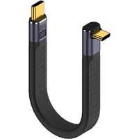 Cable de datos USB 4.0 C de 240 W a cable de carga rápida PD macho C en ángulo de 90 ° Cable corto 40 Gbps tipo C plano flexible para teléfono inteligente Power Bank Thunderbolt 3/4 13 cm (curv