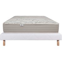 Ensemble Matelas Organic Cotton, 24 cm, mousses haute densité, ferme, face été/hiver + sommier blanc ep 13cm, 90x190cm
