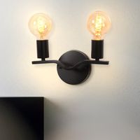 Wall Light Vintage Industrial with 2 Lights E27 Wall Lamp Retro Metal Light Fixture for Bedroom Living Room Kitchen Black