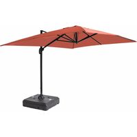 Parasol déporté 4x3 m inclinable + à lester sur roues terracotta