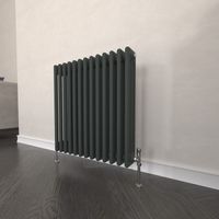 T&K Horizontal Radiator Traditional 3 Column Designer 600x605mm Anthracite Modern Cast Iron Style Central Heating Rads