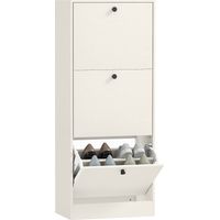 Zapatero con 3 Puertas Abatibles Estantes Ajustables y Diseño Compacto 47x28x115 cm Blanco Veteado
