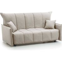 Talamo Italia Canapé Allyson, Canapé 3 places, 100% Made in Italy, Canapé de salon avec ouverture trolley avec ouverture trolley, en tissu matelassé, avec accoudoirs standards, Cm 190x90h85, Beige, av