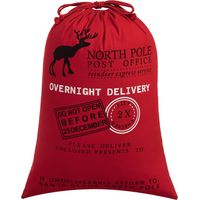 Personalisierte Weihnachtsmann-Tasche, Baumwoll-Weihnachtsgeschenktasche mit Kordelzug, Maße 70 x 50 cm (rot)