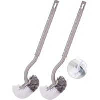 2PCS Toilet Brush Toilet Brush Plastic Long Handle Toilet Brush, with Strong Bristles for Toilet Household, Deep Cleaning, Gray