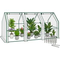 Vounot – Mini serre de jardin 270x90x90cm – Bâche PE 135g/m² – 3 fenêtres enroulables – Armature métal robuste – Pour balcon et petits jardins
