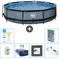 Exit Pool Rund - Steinoptik - 360x76 cm - 7-teilig S315