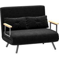 Canapé convertible 2 places 4 en 1. canapé-lit avec dossier réglable sur 5 niveaux. 2 coussins. 102 x 73 x 81 cm. noir