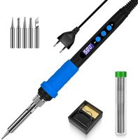 Soldering Iron - 100 W - LCD Display - Adjustable Temperature 180°C to 500°C - Auto Sleep Function - 5 Tips - Stand Included