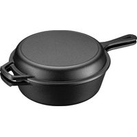 Wiltec 2 en 1 Four hollondais 42 x 26 x 12 cm Cocotte en fonte, cocotte à double fonction