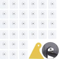 Confezione da 30 ganci adesivi resistenti, ganci trasparenti senza chiodi con 1 raschietto in plastica per cornici da parete per soggiorno, camera da letto, bagno
