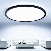 Plafonnier LED 68W Moderne Rond Luminaire Intérieur, IP44 Etanche Lumière de Salle de Bain, Ultra Mince Noir Lampe de Plafon pour Salon Chambre Cuisine Bureau, Blanc Froid 6500K, Ø50cm [Classe énergét