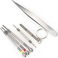 BEBUSINGOTO Kit de destornilladores de precisión pequeños para relojería y gafas, abridor de cajas de reloj, kit de herramientas para cambio de batería con destornilladores Phillips, planos y hexagona